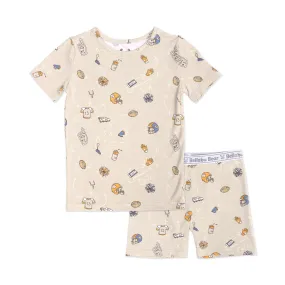 Bellabu Bear 2 piece Short Sleeve w/ Shorts PJ Set - Football