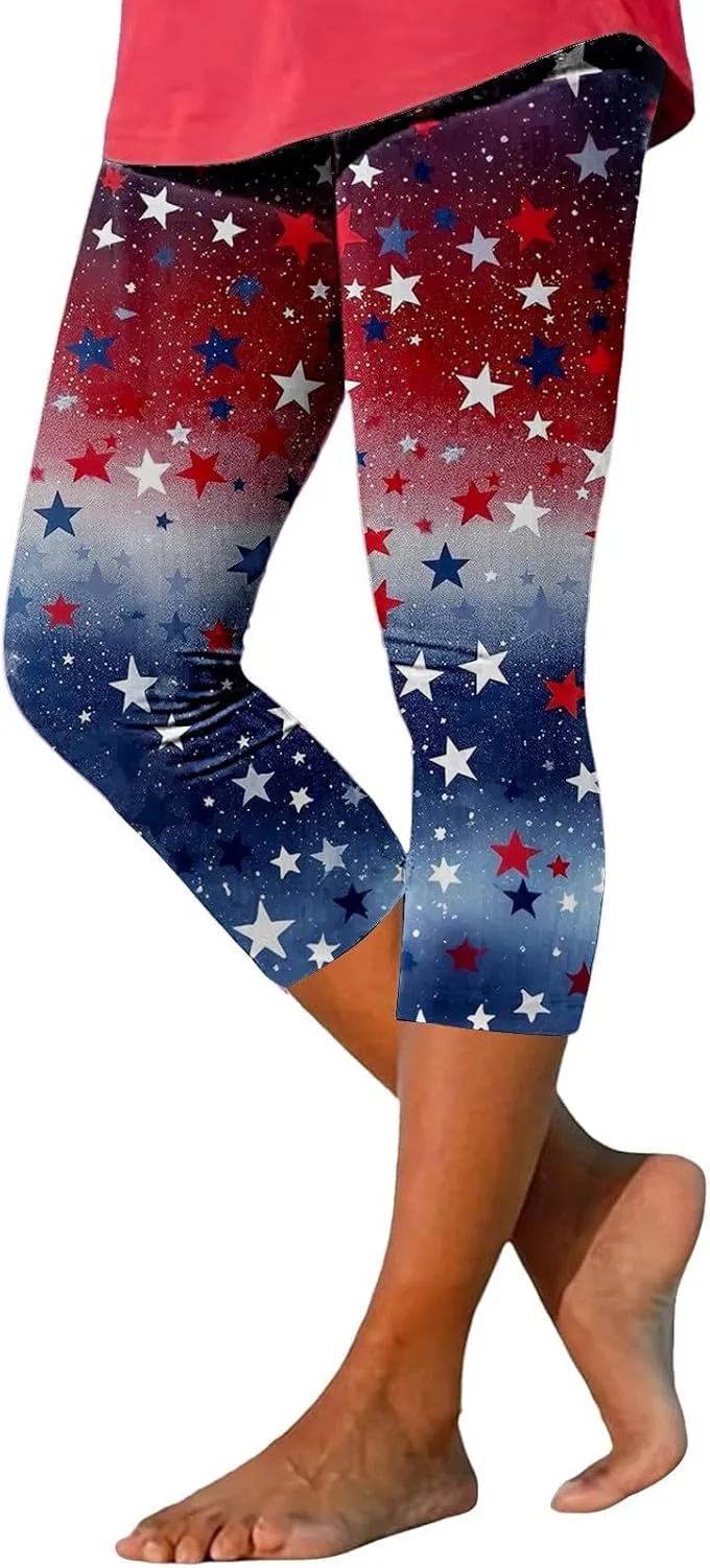 Capri for Women Casual Summer High Waist Slim Knee - Length Women's Quality Floral Print Yoga Capri Leggings
