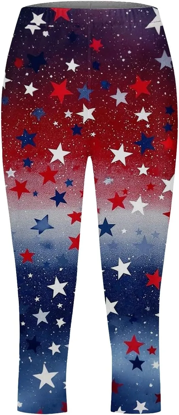 Capri for Women Casual Summer High Waist Slim Knee - Length Women's Quality Floral Print Yoga Capri Leggings