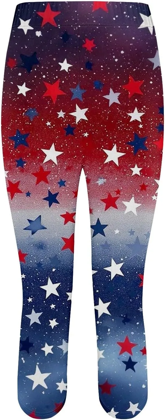 Capri for Women Casual Summer High Waist Slim Knee - Length Women's Quality Floral Print Yoga Capri Leggings