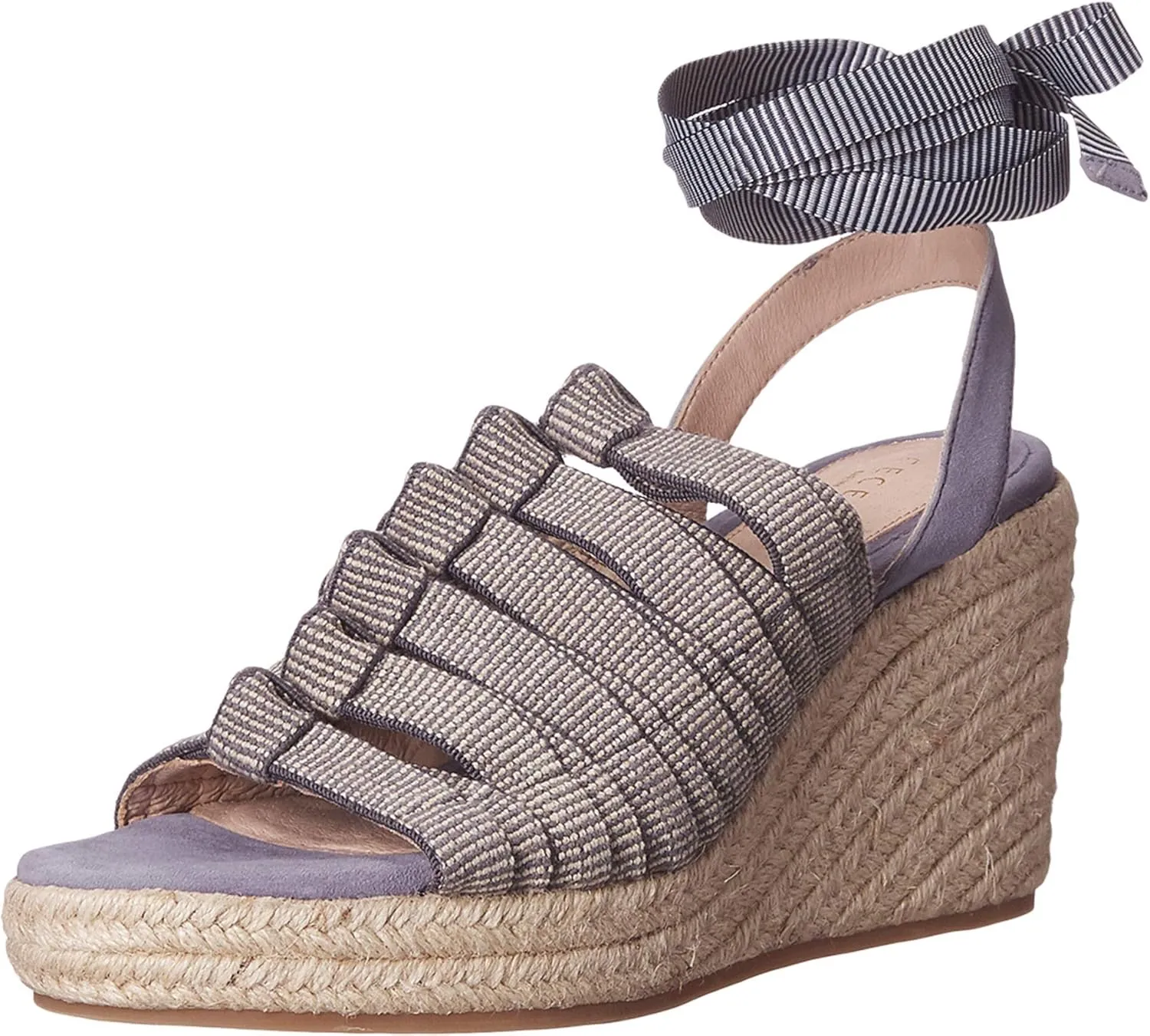 Cecelia New York Serena Off Denim Faded Jeans Espadrille Wedge Platform Sandals