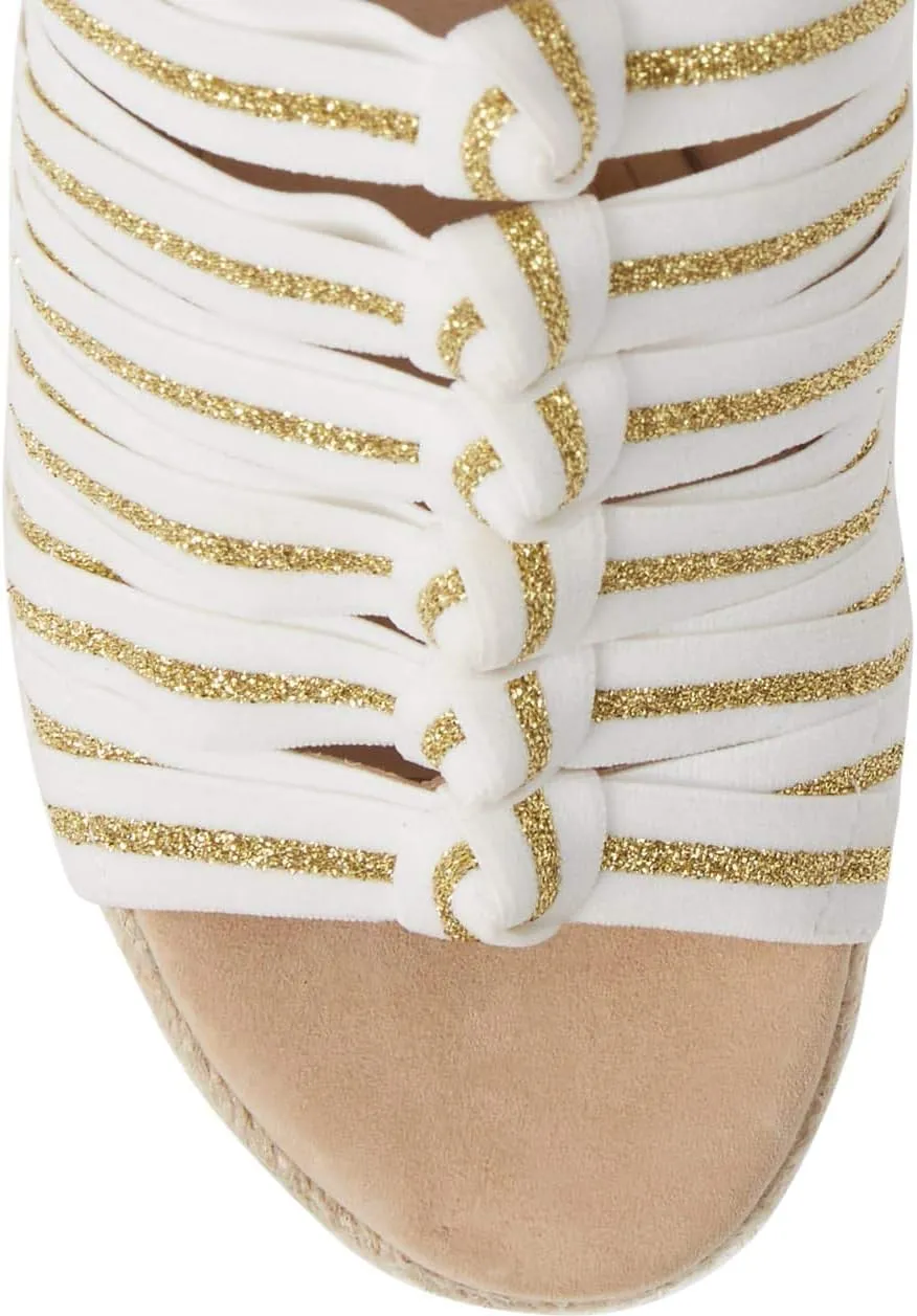 Cecelia New York Serena Off Denim Faded Jeans Espadrille Wedge Platform Sandals
