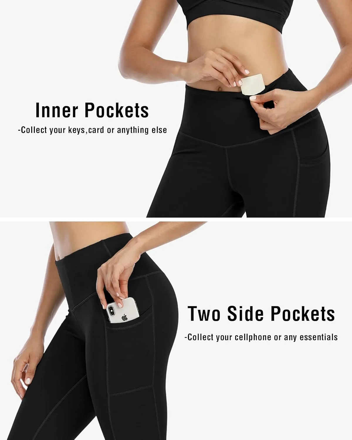 CHRLEISURE Fleece Lined Leggings Women with Pockets - Winter Warm Thermal Thick Tights High Waisted Yoga Pants