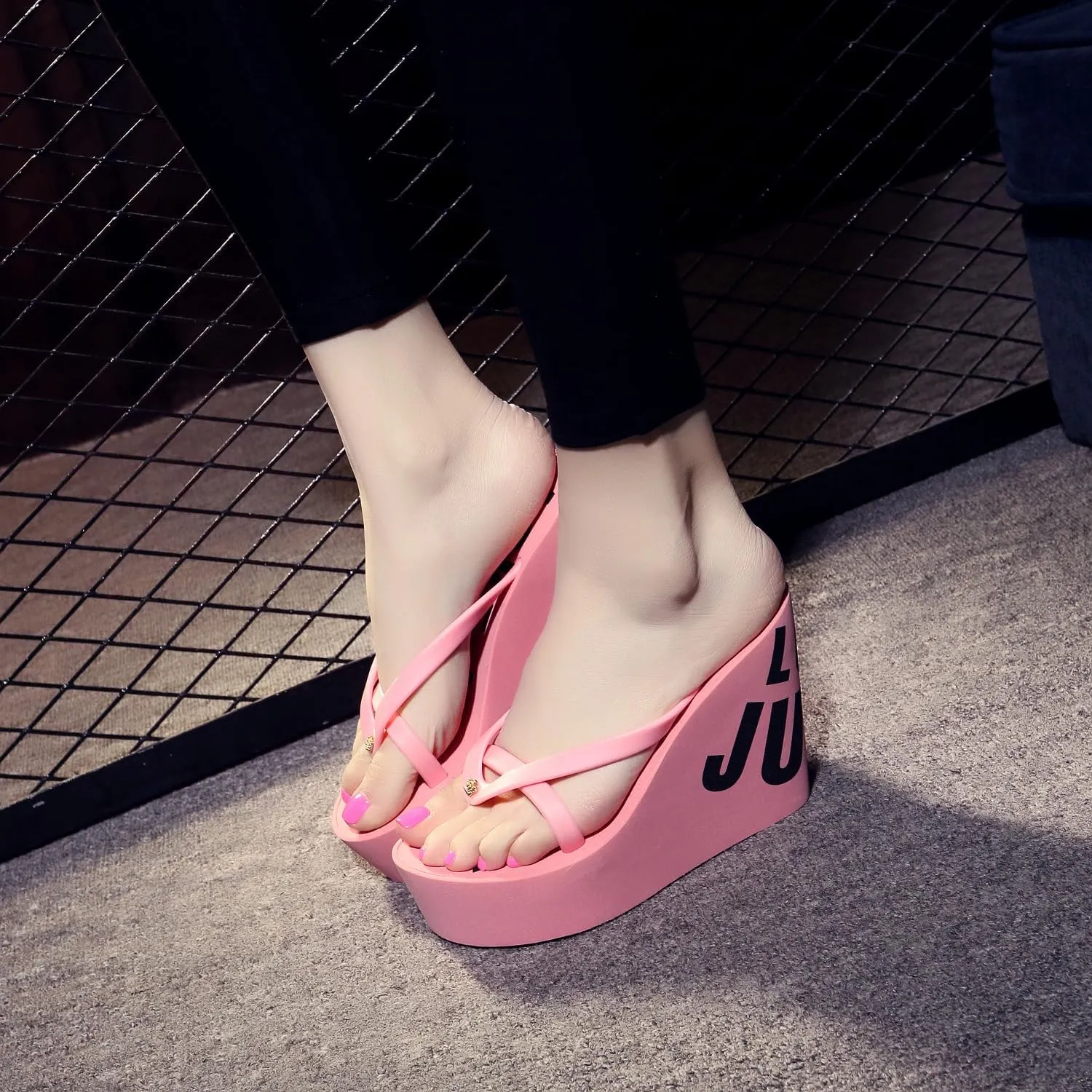 Chunky Flip Flops Womens Flip Flop Slip on Platform Sandals Summer Thong Heel Height Wedge Flip Flops for Women
