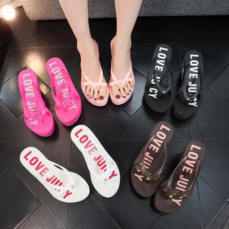 Chunky Flip Flops Womens Flip Flop Slip on Platform Sandals Summer Thong Heel Height Wedge Flip Flops for Women