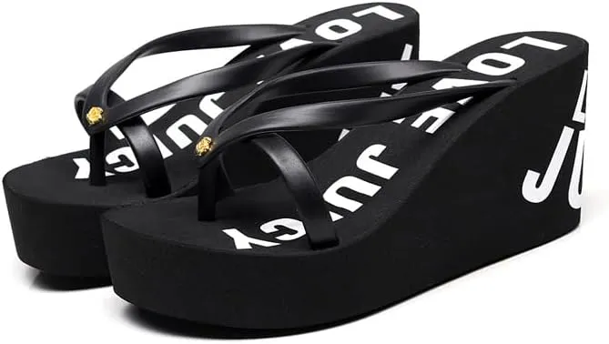 Chunky Flip Flops Womens Flip Flop Slip on Platform Sandals Summer Thong Heel Height Wedge Flip Flops for Women