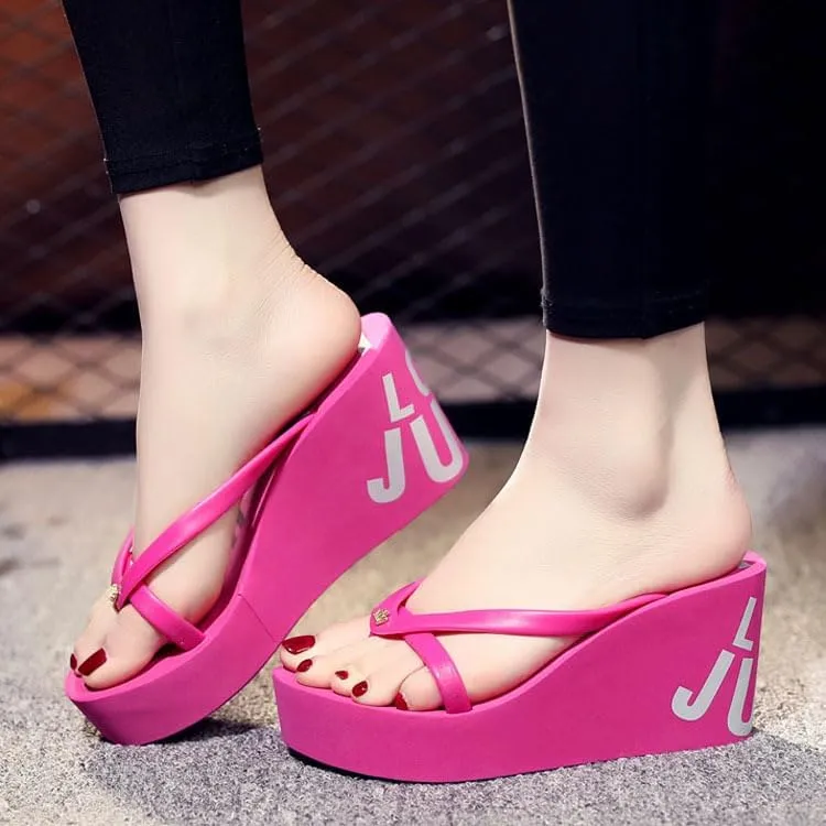 Chunky Flip Flops Womens Flip Flop Slip on Platform Sandals Summer Thong Heel Height Wedge Flip Flops for Women