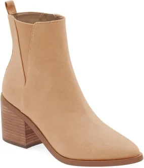 Coutgo Womens Pointed Toe Ankle Boots Chunky Block Stacked Heel Side Zipper Chelsea Fall Booties