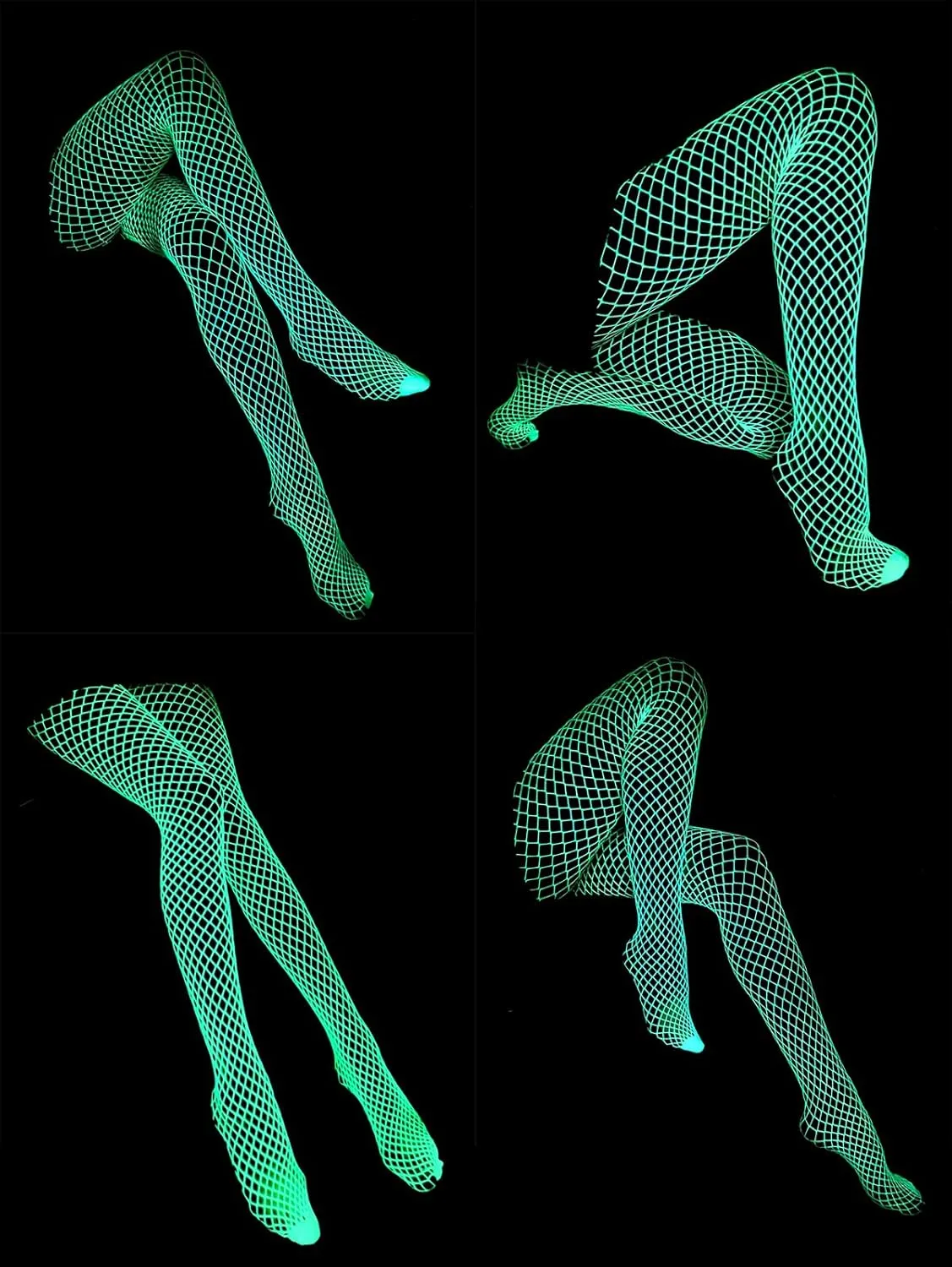 DTWAWA Glow in the Dark Fishnets Stockings, High Waist Tights Party Stockings for Womens