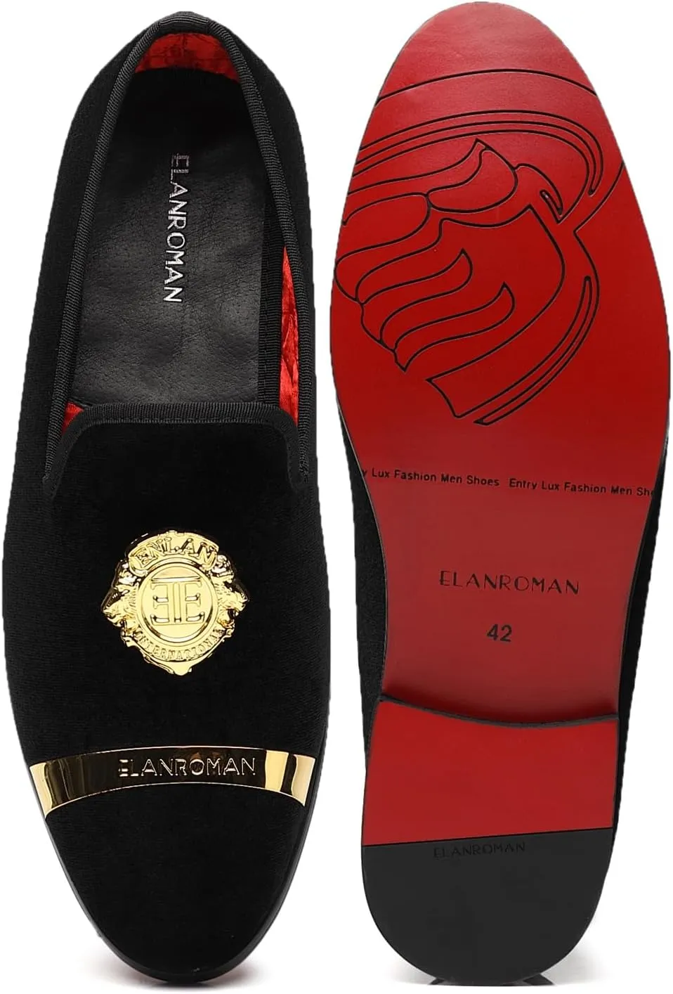 ELANROMAN Men's Velvet Loafers Dress Fashion Wedding Party Prom Shoes