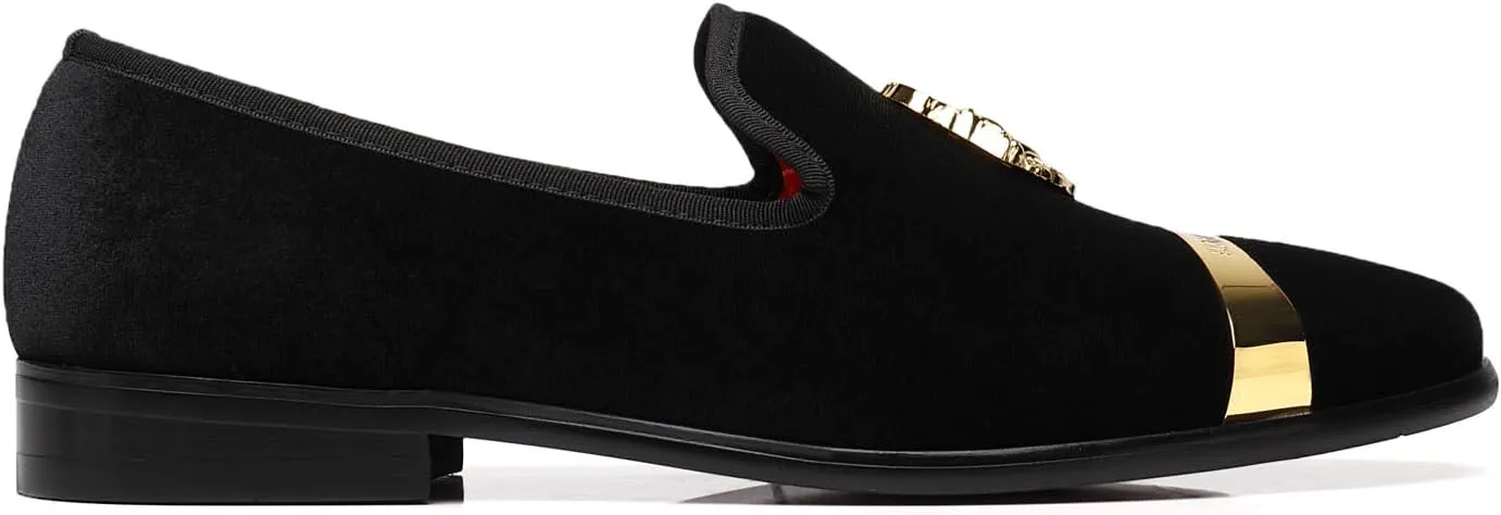 ELANROMAN Men's Velvet Loafers Dress Fashion Wedding Party Prom Shoes
