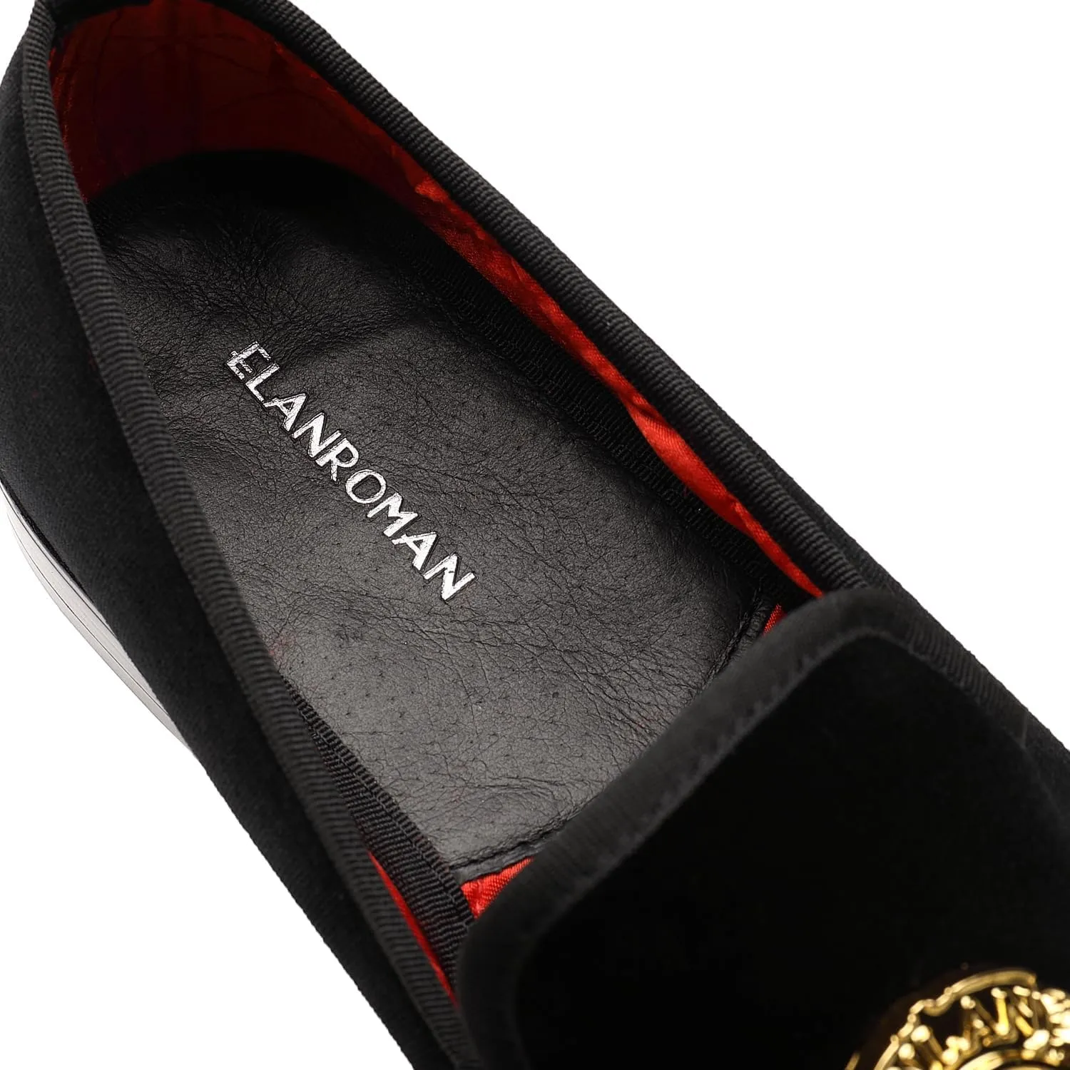ELANROMAN Men's Velvet Loafers Dress Fashion Wedding Party Prom Shoes