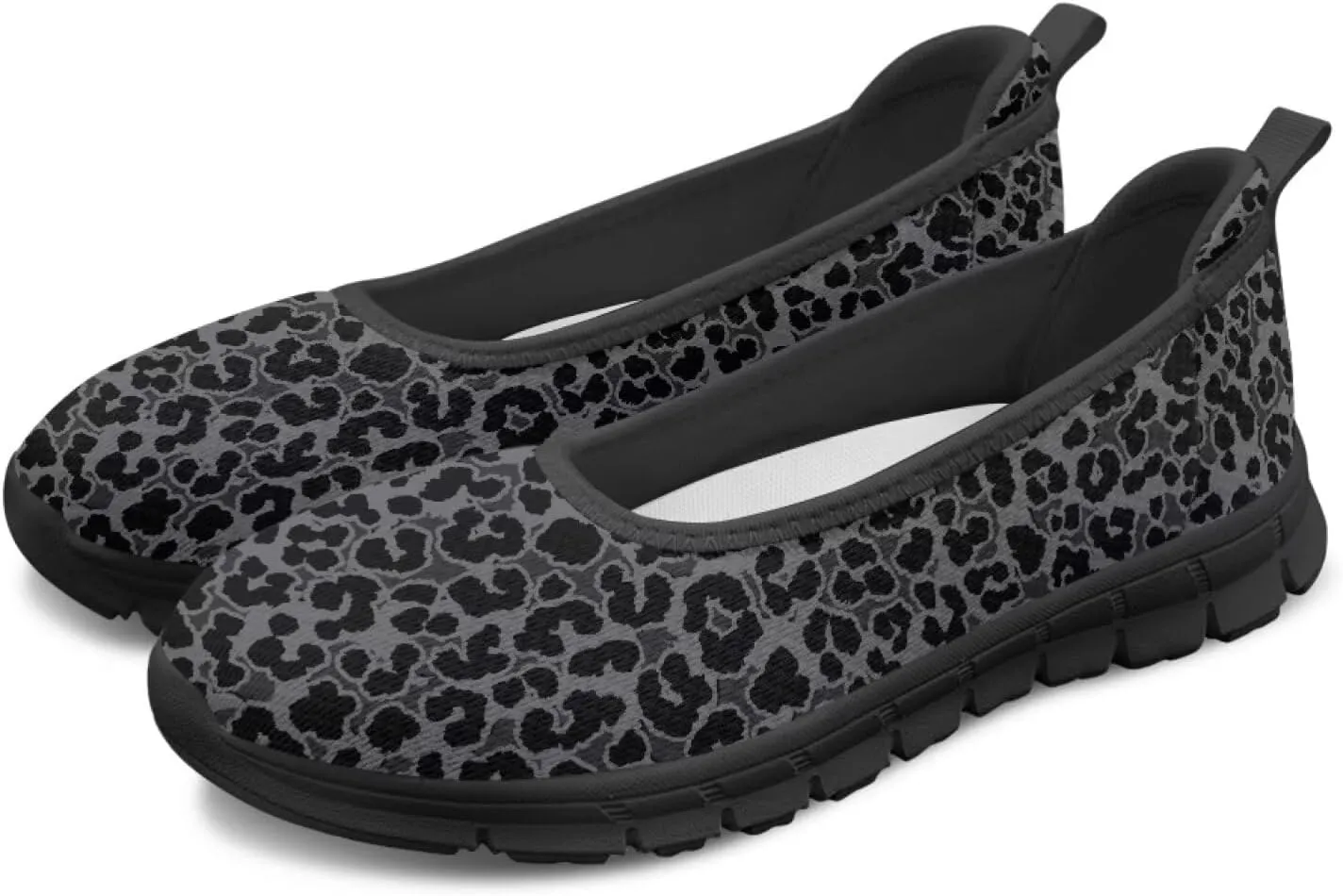 Howilath Animal Prints Women Loafers Shoes Mesh Ballet Flats Shoes Slip on Trekking Shoes with EVA Sole