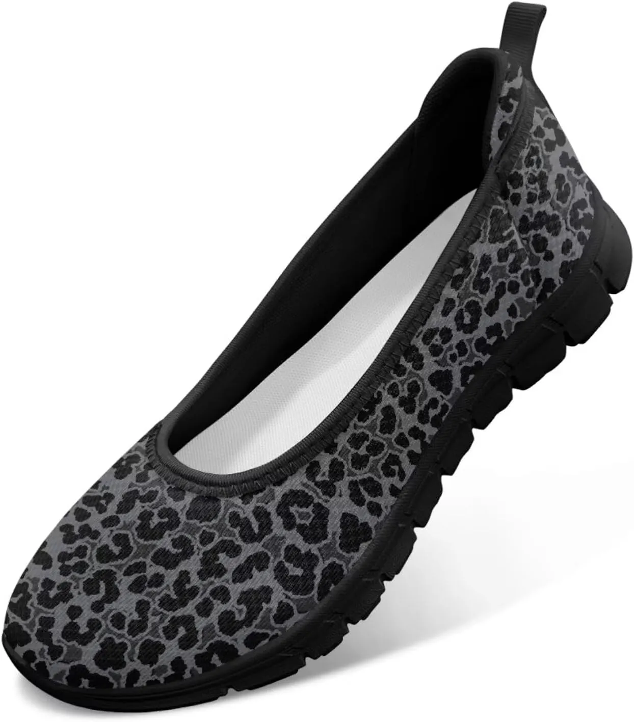 Howilath Animal Prints Women Loafers Shoes Mesh Ballet Flats Shoes Slip on Trekking Shoes with EVA Sole
