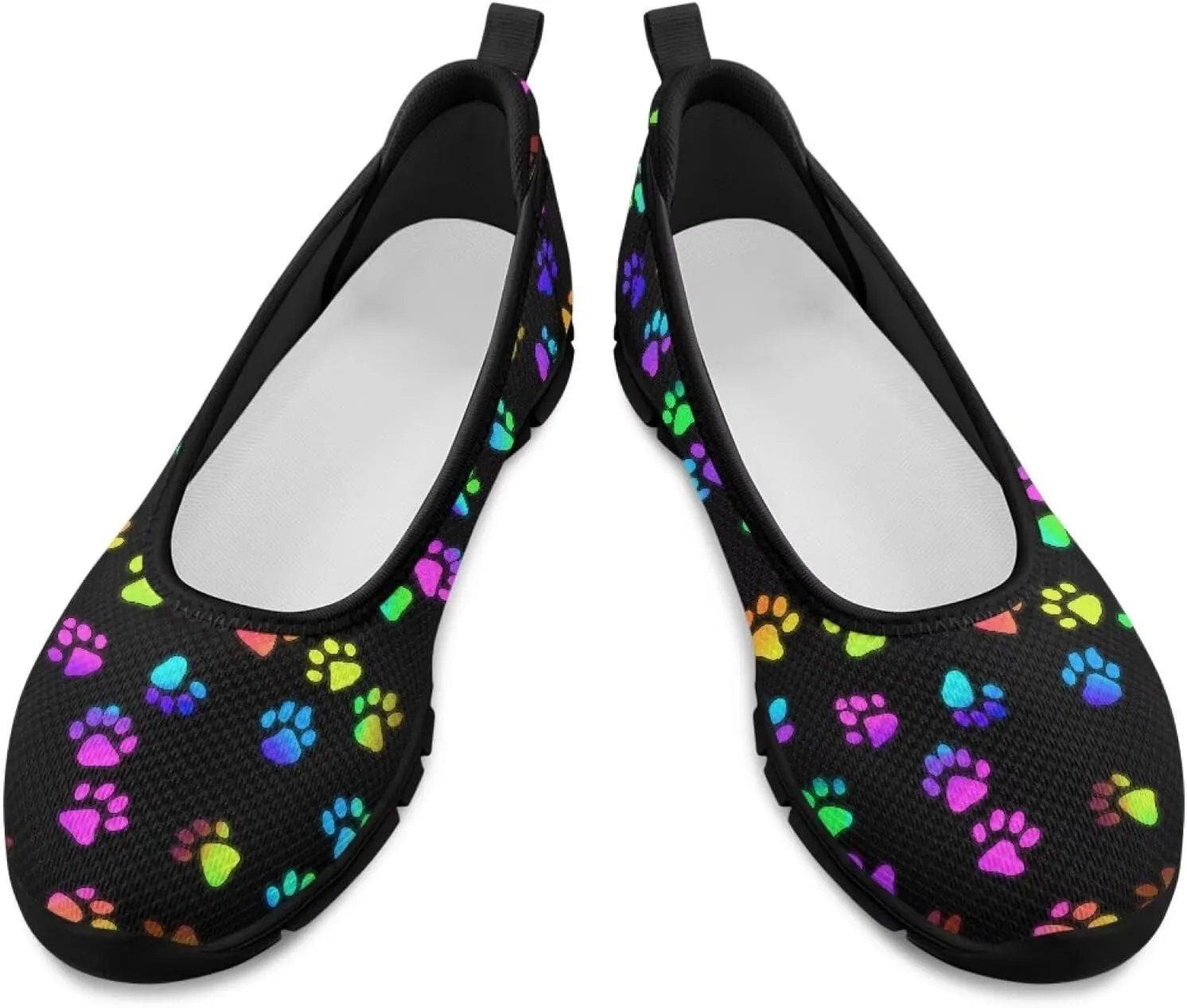 Howilath Dog Paw Print Women Mesh Flats Shoes Slip on Sneakers Walking Running Shoes Breathable Loafers Shoes