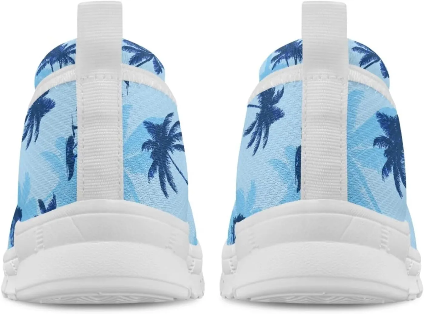 Howilath Hawaiian Palm Trees Women's Flats Slip on Shoes Mesh Athletic Shoes Lightweight Loafers Shoes with EVA Sole