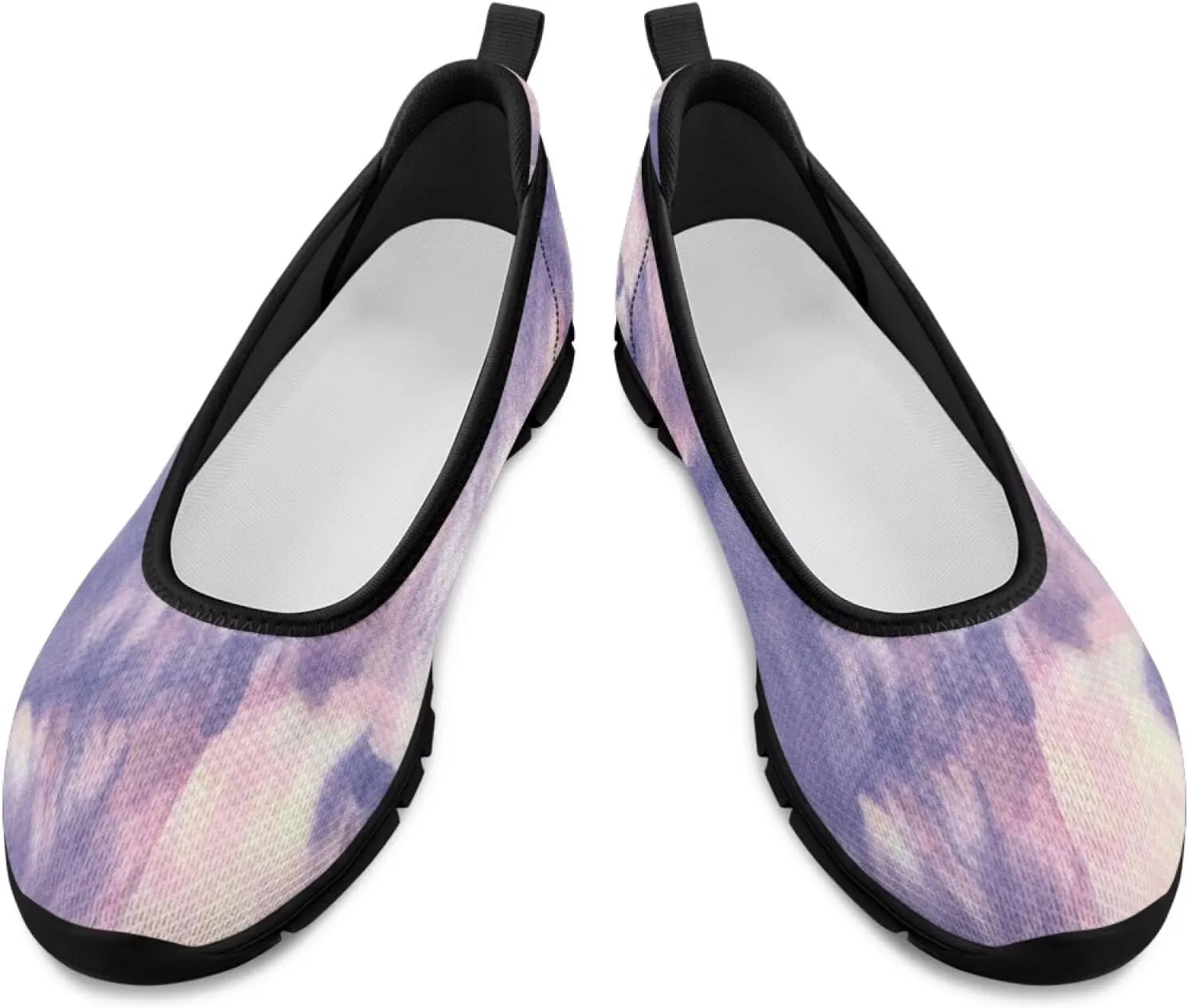 Howilath Marble Tie Dye Print Womens Flat Shoes Mesh Athletic Shoes Walking Sneakers Casual Slip on Shoes with EVA Sole