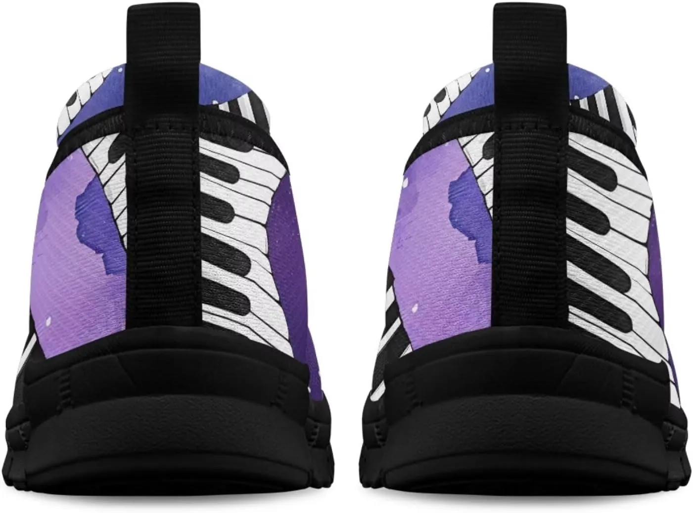 Howilath Piano Notes Print Women Flats Shoes Walking Sneakers Slip on Shoes Mesh Athletic Shoes for Jogging Travel