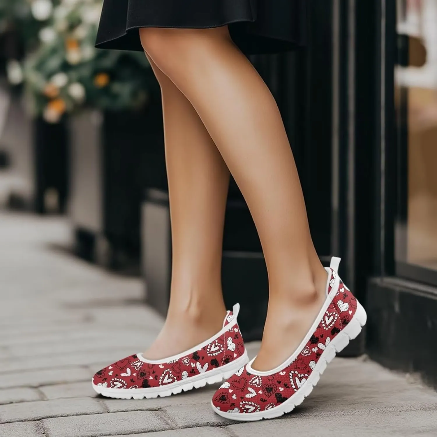 Howilath Valentine's Flat Shoes for Women Casual Loafers Shoes Walking Running Sneakers Mesh Athletic Shoes