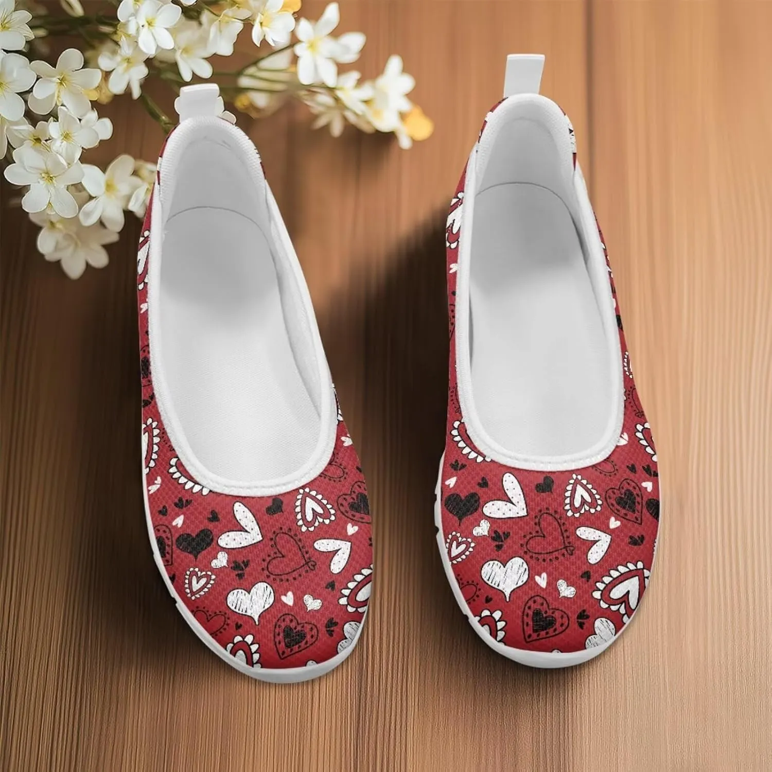 Howilath Valentine's Flat Shoes for Women Casual Loafers Shoes Walking Running Sneakers Mesh Athletic Shoes