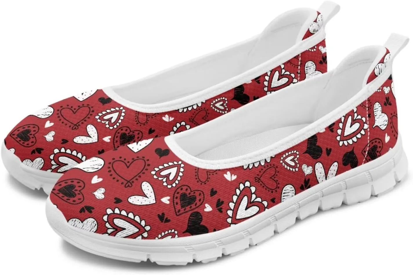 Howilath Valentine's Flat Shoes for Women Casual Loafers Shoes Walking Running Sneakers Mesh Athletic Shoes