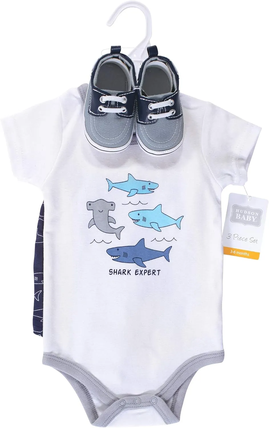 Hudson Baby Unisex Baby Cotton Bodysuit, Shorts and Shoe Set