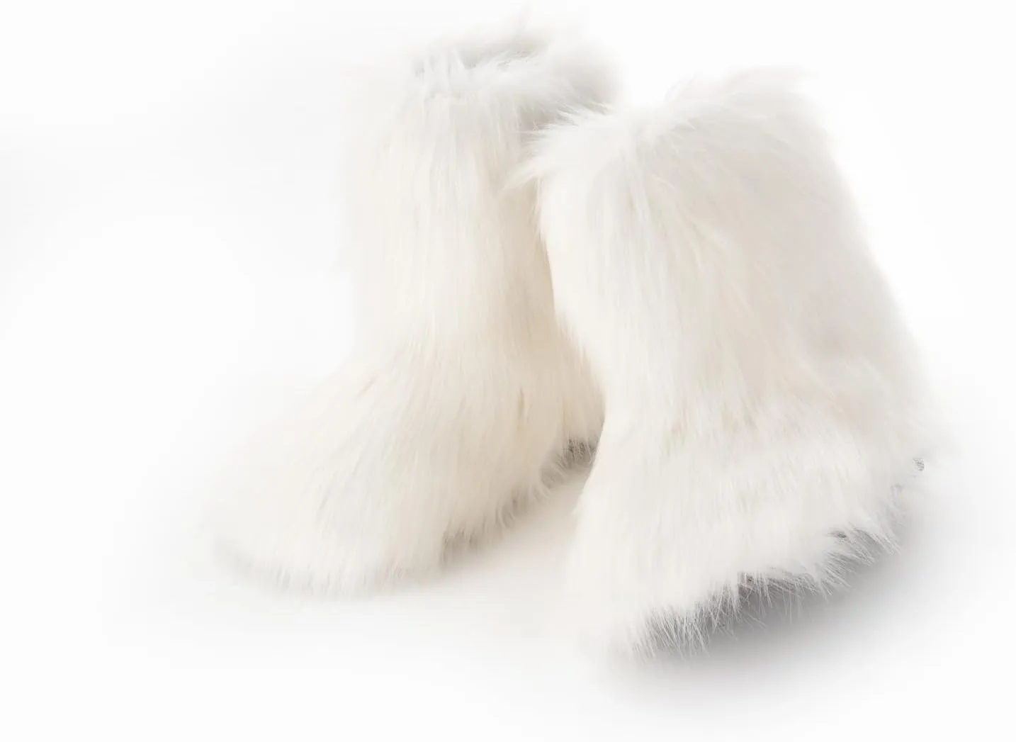 IXU Women's Faux Fur Boot Furry Fluffy Round Toe Suede Snow Winter Women Boots Comfy Plush Warm Short Outdoor Indoor Flat Shoes Mid-Calf Boots
