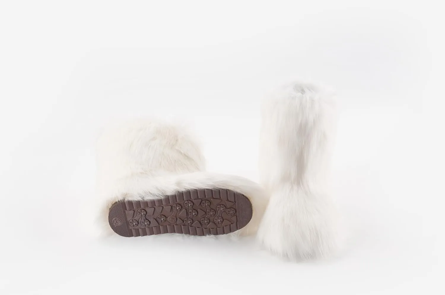 IXU Women's Faux Fur Boot Furry Fluffy Round Toe Suede Snow Winter Women Boots Comfy Plush Warm Short Outdoor Indoor Flat Shoes Mid-Calf Boots