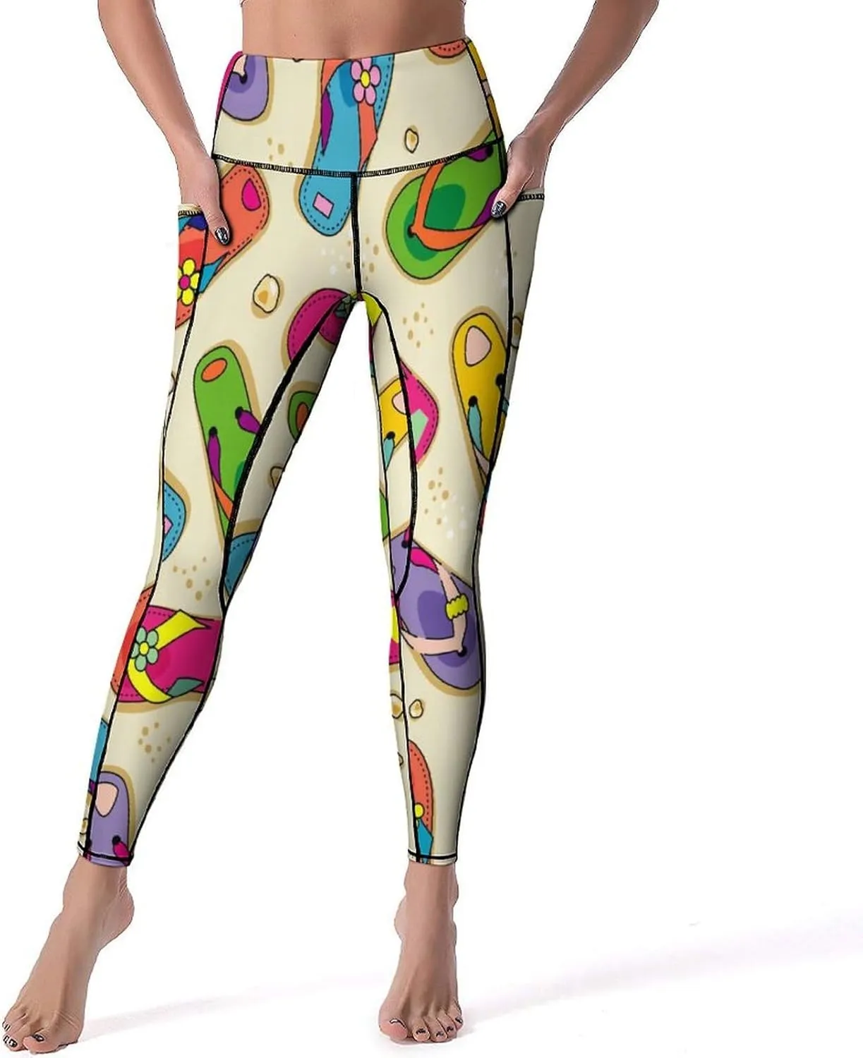 Nugier Soft Tummy Control Yoga Pants with Pockets, Women High Waist Leggings(S-2XL)