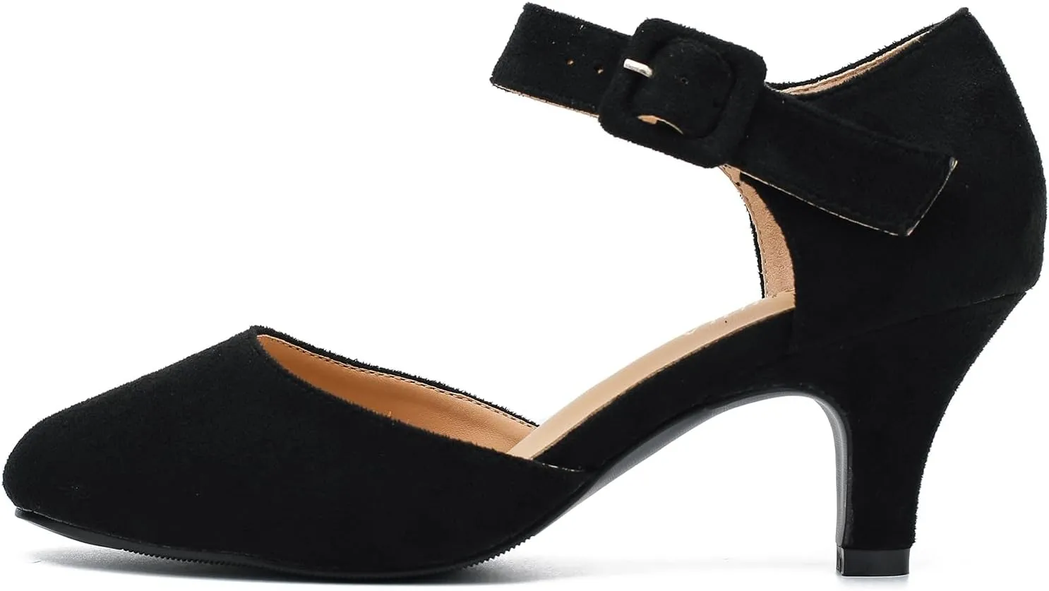 Womens Ankle Strap Kitten Heels Closed Toe Low Heel Dress Shoes Comfortable Vintage Pumps for Women Dressy Bridal Wedding Party