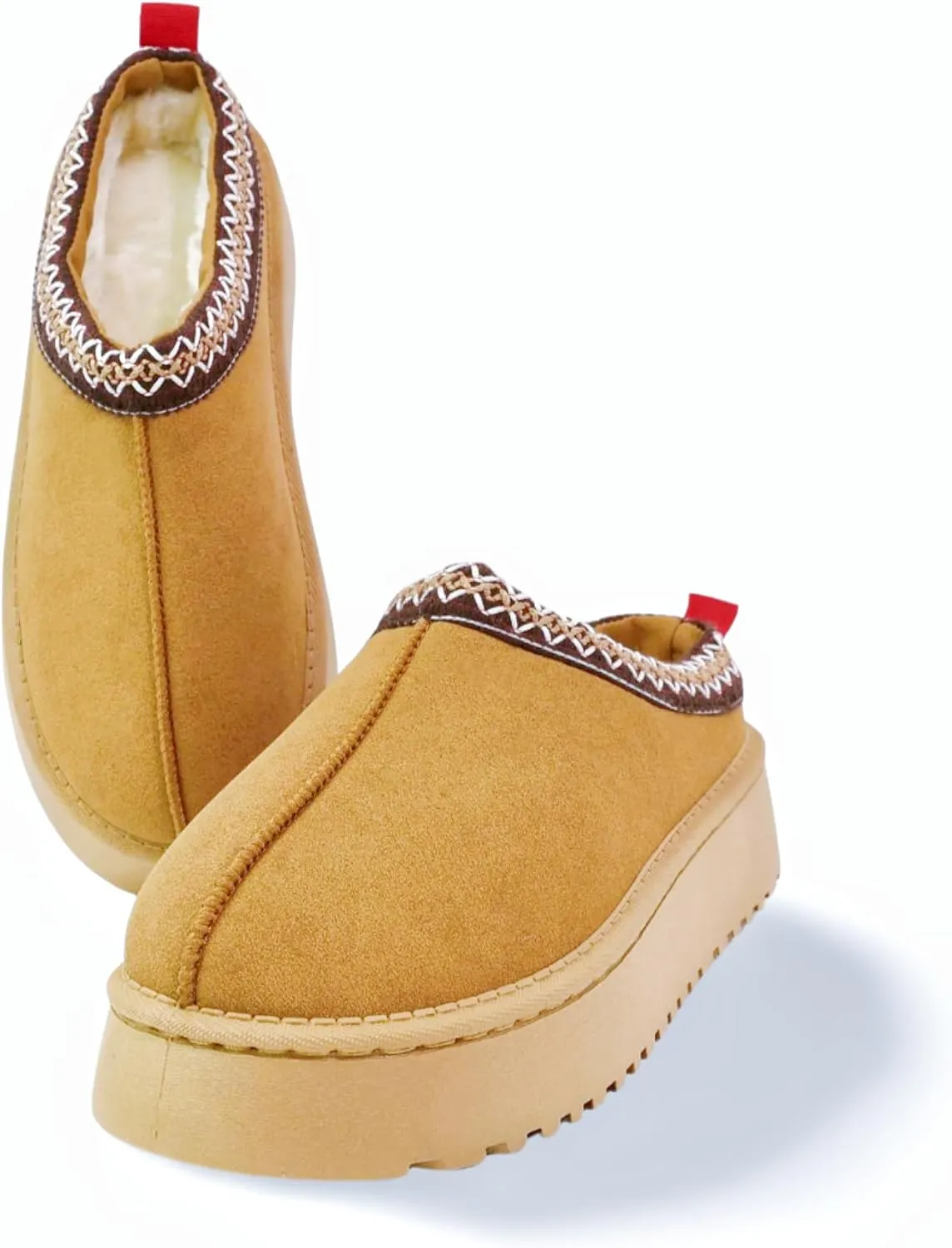 Women's Platform Slippers Winter Mini Boots Anti-Slip Suede Slip on Women Sneakers Fur Lined House Slippers for Indoor Outdoor
