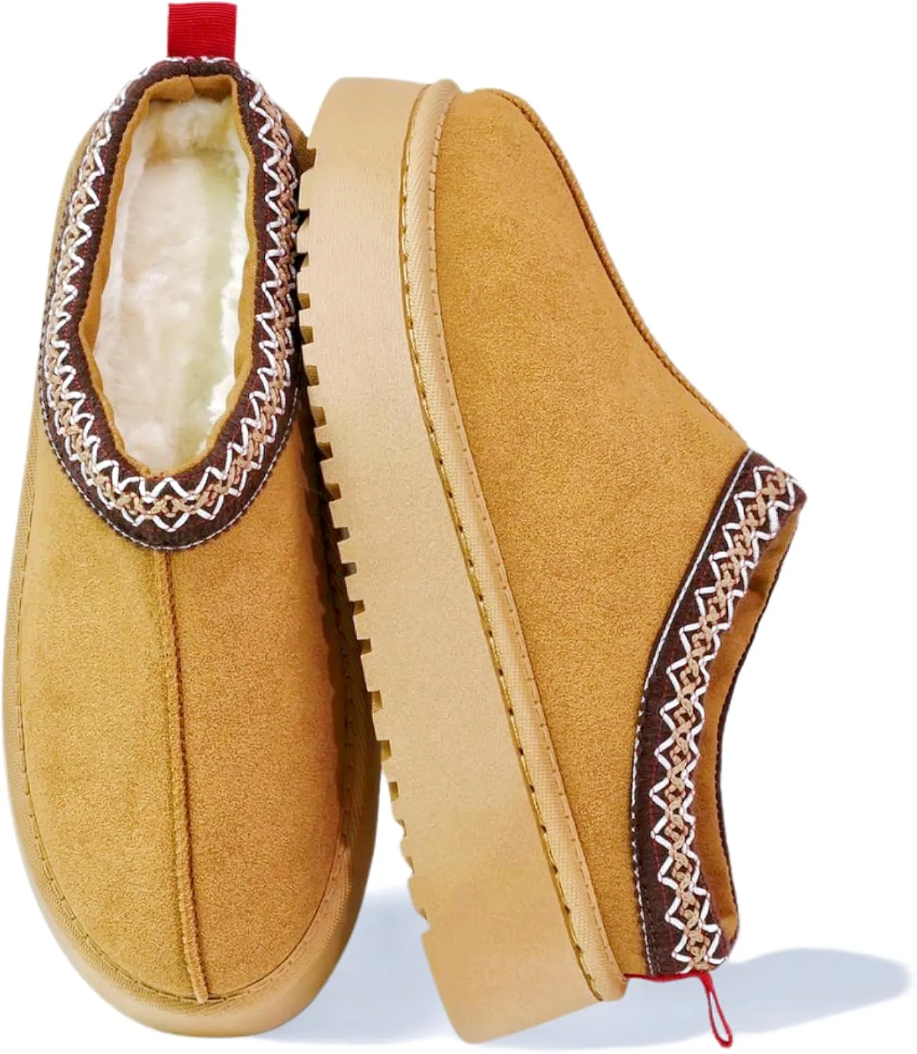 Women's Platform Slippers Winter Mini Boots Anti-Slip Suede Slip on Women Sneakers Fur Lined House Slippers for Indoor Outdoor