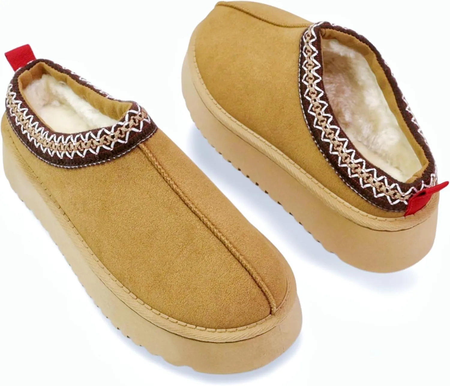 Women's Platform Slippers Winter Mini Boots Anti-Slip Suede Slip on Women Sneakers Fur Lined House Slippers for Indoor Outdoor
