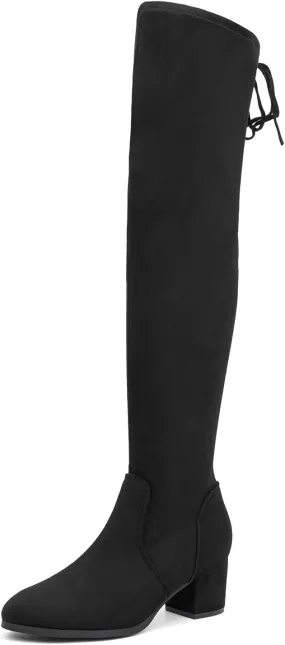 Women's Thigh High Boots Over the Knee Chunky Heel Fashion Sexy Long Boots with Zipper