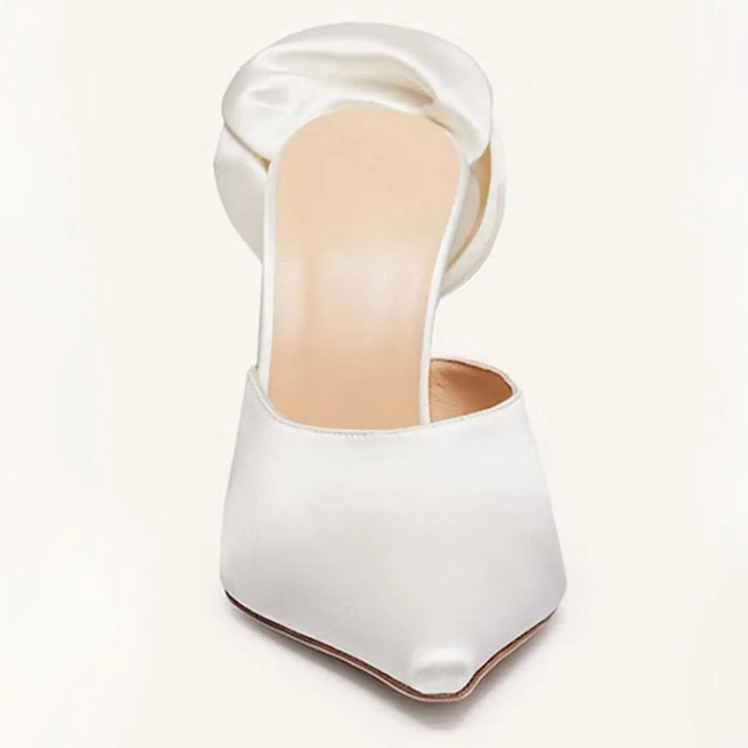 Women's White Elegant Stiletto Closed Toe Slippers with Silk Flowers, Sexy Fashion High Heel Beach Shoes for Party, Banquet And Catwalk