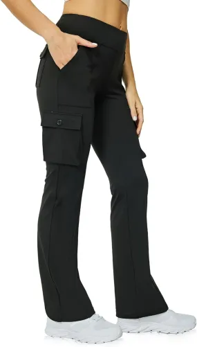 Yoga Flare Leggings for Women High Waisted Yoga Casual Pants Workout Leggings Cargo with 6 Pockets Bootcut Pants