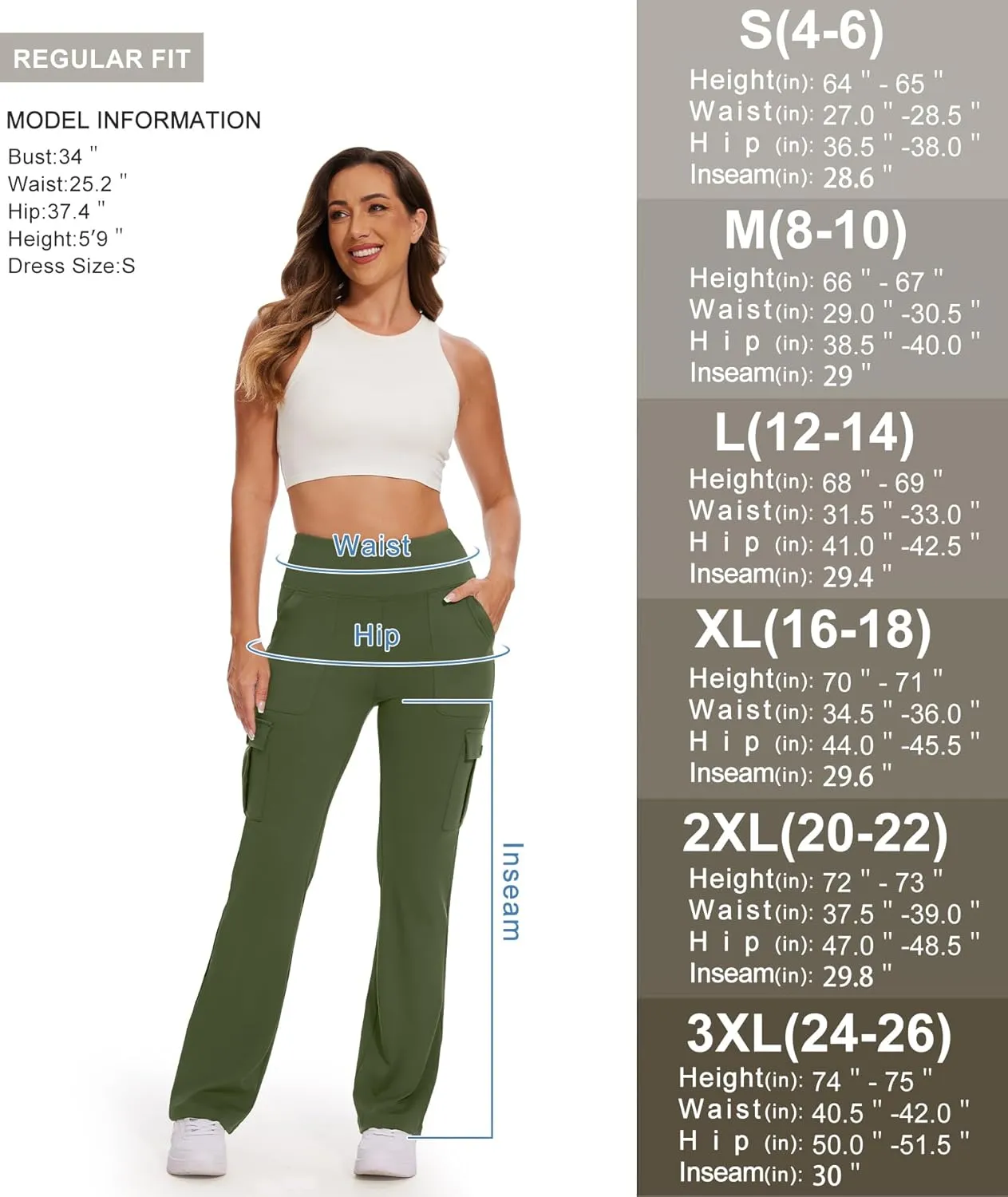 Yoga Flare Leggings for Women High Waisted Yoga Casual Pants Workout Leggings Cargo with 6 Pockets Bootcut Pants