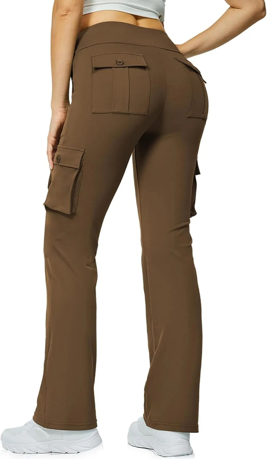 Yoga Flare Leggings for Women High Waisted Yoga Casual Pants Workout Leggings Cargo with 6 Pockets Bootcut Pants
