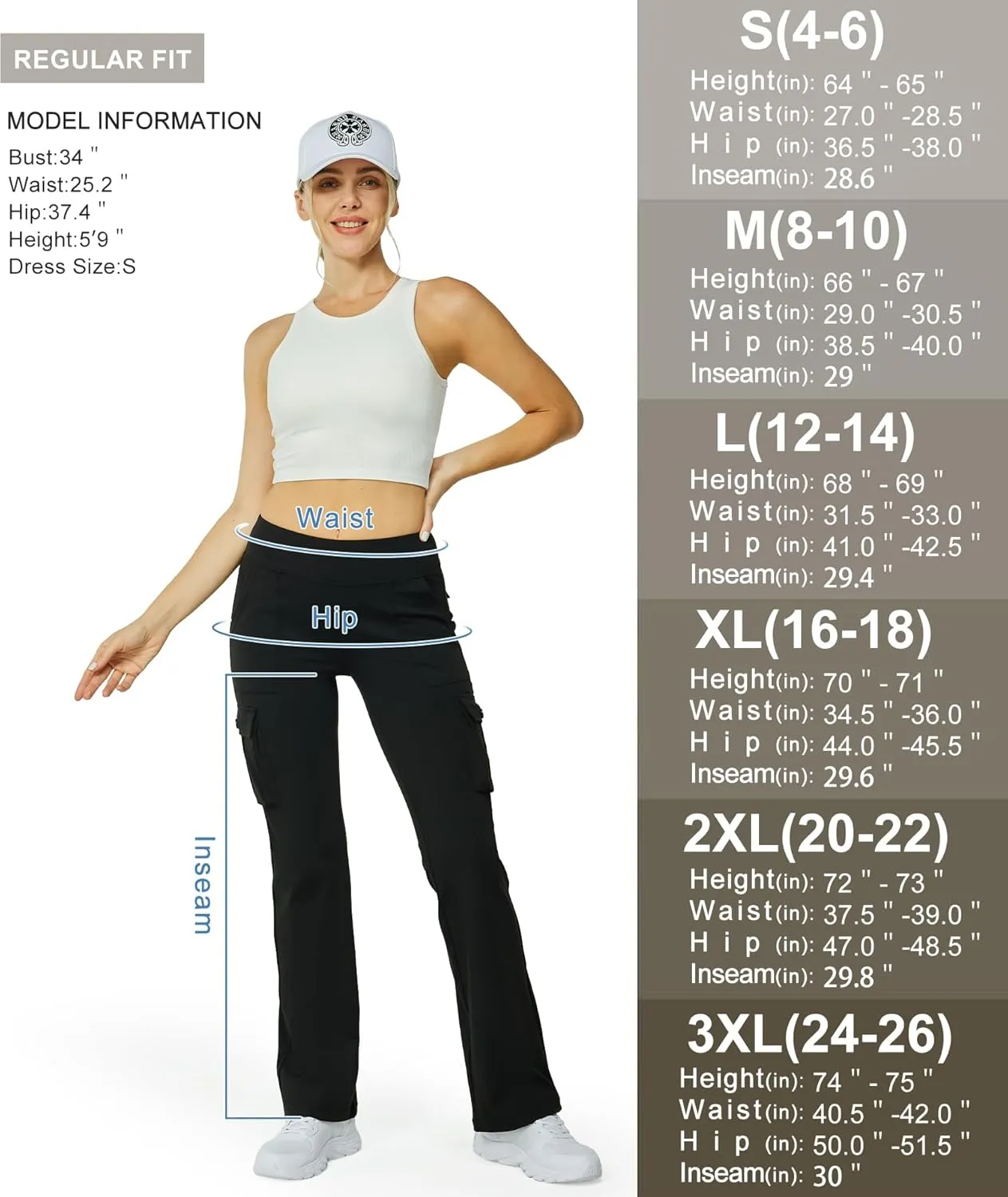 Yoga Flare Leggings for Women High Waisted Yoga Casual Pants Workout Leggings Cargo with 6 Pockets Bootcut Pants