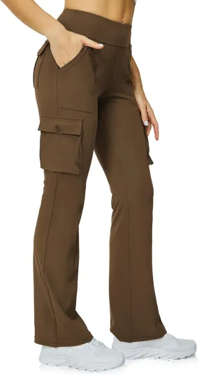Yoga Flare Leggings for Women High Waisted Yoga Casual Pants Workout Leggings Cargo with 6 Pockets Bootcut Pants