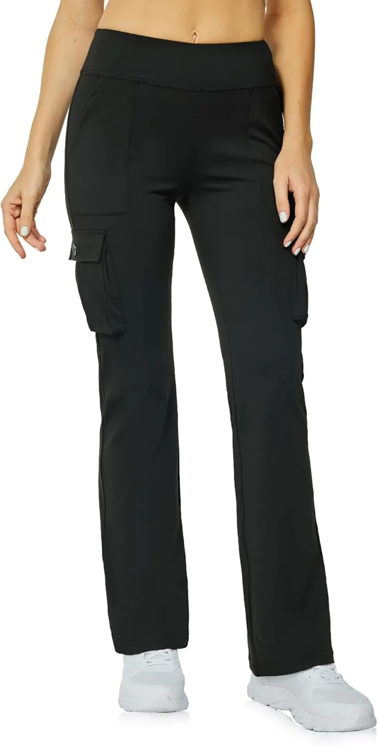 Yoga Flare Leggings for Women High Waisted Yoga Casual Pants Workout Leggings Cargo with 6 Pockets Bootcut Pants